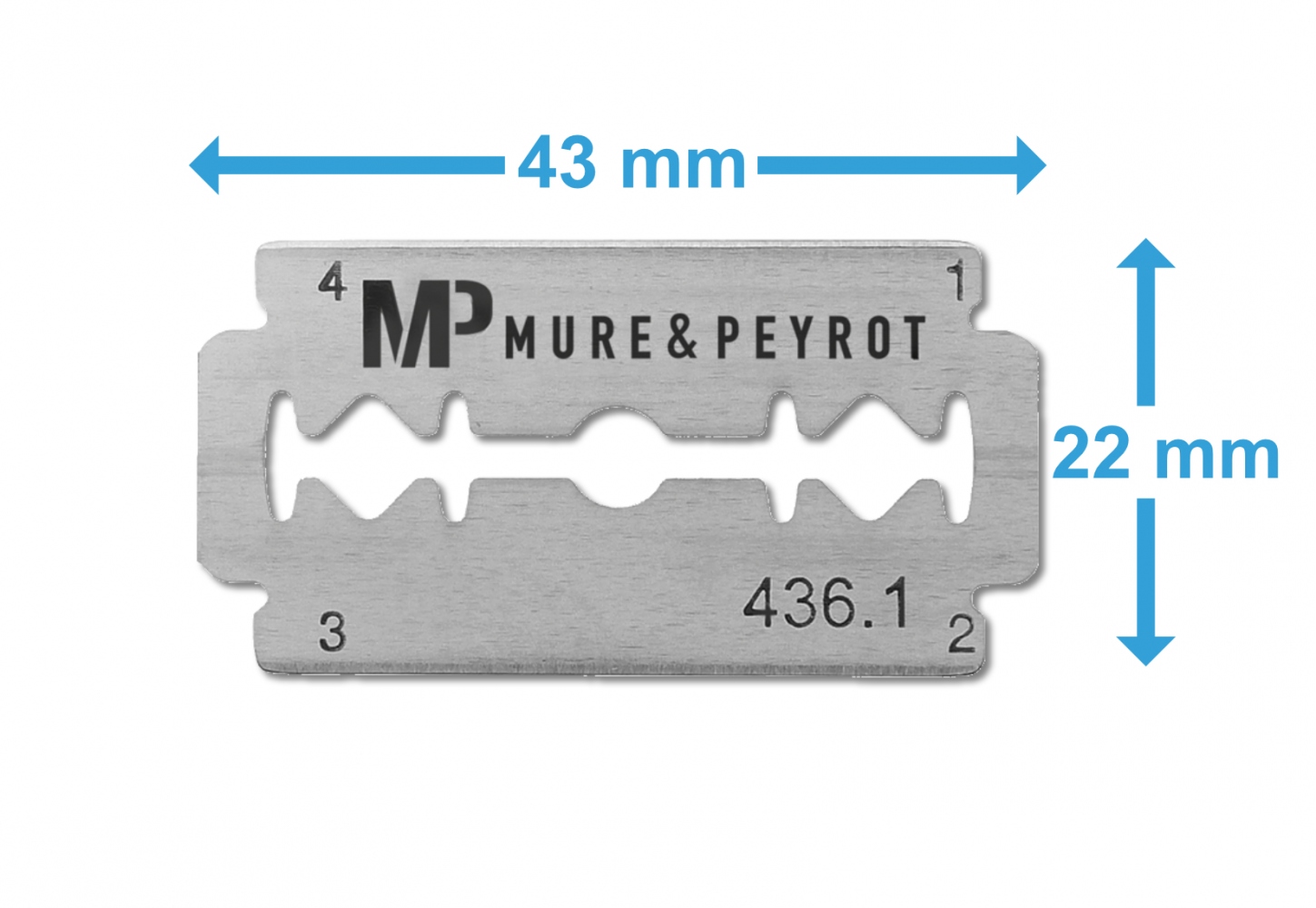 pics/Mure et Peyrot/436.1 ALD/mure-et-peyrot-436-1-ald-industrial-razor-blades-for-food-industry-stainless-steel-43x22mm-dimensions.jpg